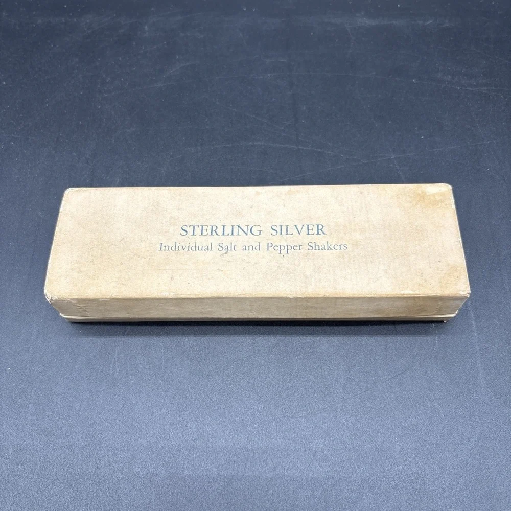 Sterling Silver 925 Set of 6 Individual Salt Pepper Shakers Vintage in Box 56 g‎